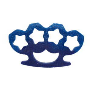 Μπρελόκ αυτοάμυνας σχέδιο σιδερογραφίας από υγρό γυαλί σε μωβ και μπλε χρώμα με γλίτερ 10cm χ 6cm - ρητίνη, προστασία