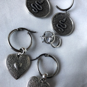 Silver heart - ασήμι 925, επάργυρα, κρίκοι, με κλιπ - 2
