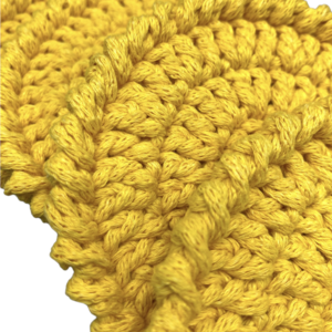 Χειροποίητα πλεκτά σουβέρ crochet - σετ 4 τμχ - Κίτρινο - ύφασμα, crochet, είδη σερβιρίσματος, ειδη δώρων - 4