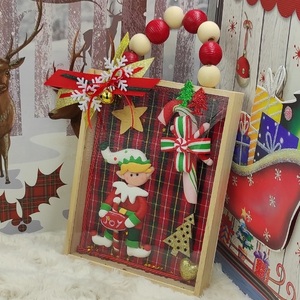 Χειροποίητο διακοσμητικό ξύλινο χριστουγεννιάτικο καδράκι με πλεξιγκλας - ξύλο, πίνακες & κάδρα, διακοσμητικά, χριστουγεννιάτικα δώρα - 3