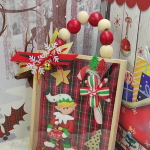 Χειροποίητο διακοσμητικό ξύλινο χριστουγεννιάτικο καδράκι με πλεξιγκλας - ξύλο, πίνακες & κάδρα, διακοσμητικά, χριστουγεννιάτικα δώρα - 2