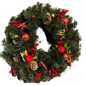 Χριστουγεννιάτικο στεφάνι χειροποίητο 60εκ με berry - πλαστικό, στεφάνια, διακοσμητικά - 2