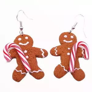 Gingerbread man χειροποίητα Σκουλαρίκια Χριστουγεννιάτικα ,κοσμήματα πολυμερικού πηλού Mimitopia - ιδιαίτερο, πηλός, μικρά, χριστουγεννιάτικα δώρα