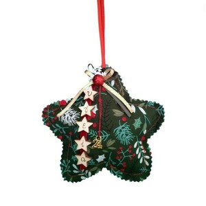 2024 Χειροποίητο Χριστουγεννιάτικο Γούρι Αστέρι Μαξιλαράκι Πράσινο Γκι - ύφασμα, αστέρι, στολίδι δέντρου, γούρια