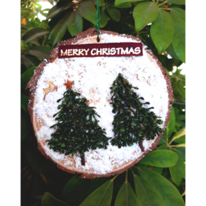 Χριστουγεννιάτικο κρεμαστό διακοσμητικό από φέτα κορμού δέντρου - αστέρι, διακοσμητικά, χριστουγεννιάτικα δώρα - 2
