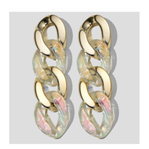 Ακρυλικά Σκουλαρίκια Αλυσίδα “VI” - μικρά, plexi glass, κρεμαστά, καρφάκι, πολυέλαιοι - 2
