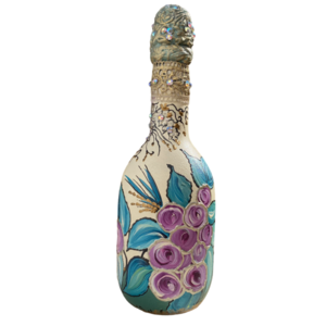 Μπουκάλι γυάλινο ζωγραφισμένο 24cm - γυαλί, ζωγραφισμένα στο χέρι, πρωτότυπα δώρα, διακοσμητικά μπουκάλια - 2