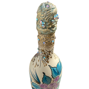 Μπουκάλι γυάλινο ζωγραφισμένο 24cm - γυαλί, ζωγραφισμένα στο χέρι, πρωτότυπα δώρα, διακοσμητικά μπουκάλια - 4