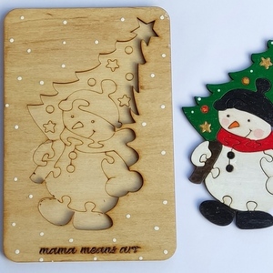 Christmas wooden puzzle Snowman - ξύλινα παιχνίδια - 2