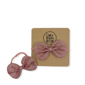 Παιδική Κορδέλα μαλλιών, Φιόγκος Γκλίτερ ροζ, 10X7εκ. - κορίτσι, βρεφικά, χριστουγεννιάτικα δώρα, δώρο γέννησης, αξεσουάρ μαλλιών - 2