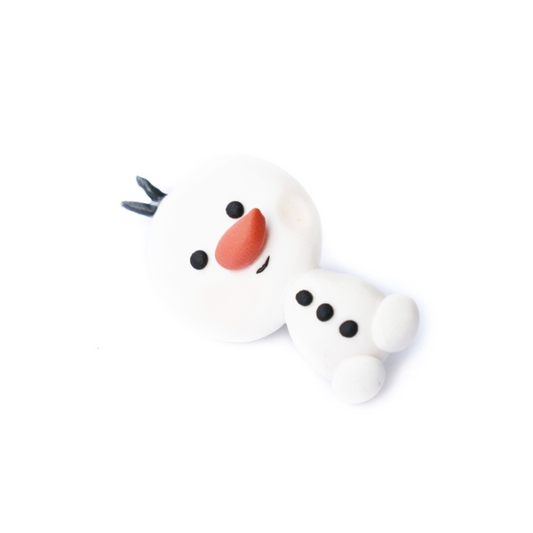 Olaf | Χειροποίητη καρφίτσα χιονάνθρωπος από πολυμερικό πηλό (4,5εκ.) - ορείχαλκος, πηλός