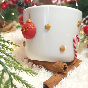 Χριστουγεννιάτικη κούπα με χριστουγεννιάτικες μπάλες και γλυφιτζουράκια - πηλός, χριστουγεννιάτικα δώρα, κούπες & φλυτζάνια, είδη κουζίνας, μπάλες - 2