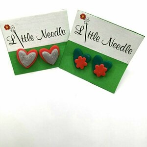 Καρδούλες! Σετ 2 ζευγάρια σκουλαρίκια καρφωτά, με πολυμερικό πηλό! Valentines ❤ - πηλός, λουλούδι, μικρά, καρφάκι - 2
