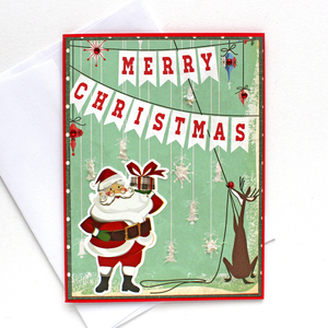 Χριστουγεννιάτικη κάρτα "Merry Christmas" banner - χαρτί, μπαμπάς, δασκάλα, άγιος βασίλης, ευχετήριες κάρτες
