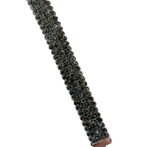 Βραχιόλι Herringbone γκρι-μαύρο με χάντρες - γυαλί, χάντρες, χεριού, χειροπέδες, αυξομειούμενα