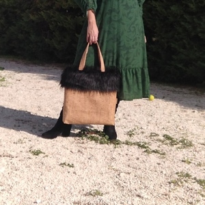 Γυναικεία τσάντα ώμου με γούνα και φελλό. Anifantou - ώμου, μεγάλες, all day, φελλός, tote - 3