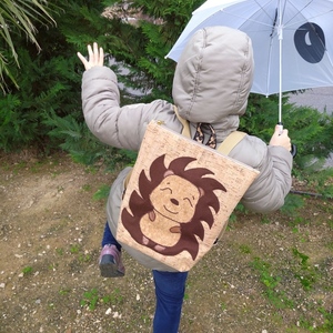 Παιδική τσάντα πλάτης Σκατζόχοιρος, από φελλό. Anifantou - πλάτης, all day, φελλός, τσαντάκια - 4