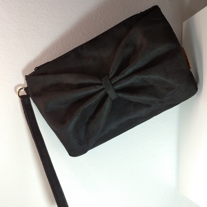 Γυναικεία τσάντα χειρός με φιόγκο σουετ μαύρη. Anifantou - ύφασμα, χειρός, βραδινές, μικρές - 2