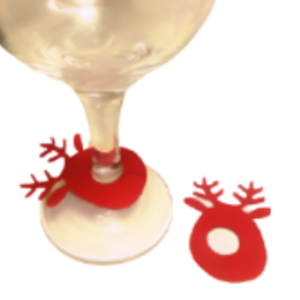 Σετ 2 διακοσμητικα ποτηριων -Ταρανδος- απο κοκκινη τσοχα - χριστουγεννιάτικα δώρα, είδη κουζίνας, μαλλί felt