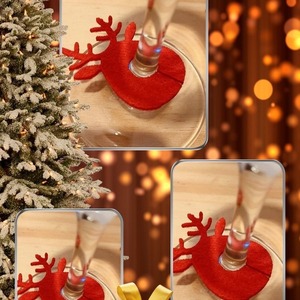 Σετ 2 διακοσμητικα ποτηριων -Ταρανδος- απο κοκκινη τσοχα - χριστουγεννιάτικα δώρα, είδη κουζίνας, μαλλί felt - 4