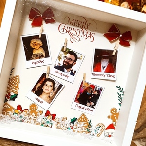 Καδρακι Χριστουγεννιάτικο 27x27x6cm για στολίδι στο σπίτι σας η για δώρο σε ρεβεγιόν, προσωποποιημένο με ευχές,ονοματα και φωτογραφίες οικογένειας - ξύλο, σπίτι, γιαγιά, διακοσμητικά, προσωποποιημένα - 2