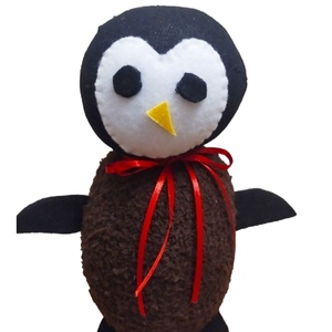 Πιγκουίνος χειροποίητος 22 cm - ύφασμα, λούτρινο, διακοσμητικά, χριστουγεννιάτικα δώρα - 2