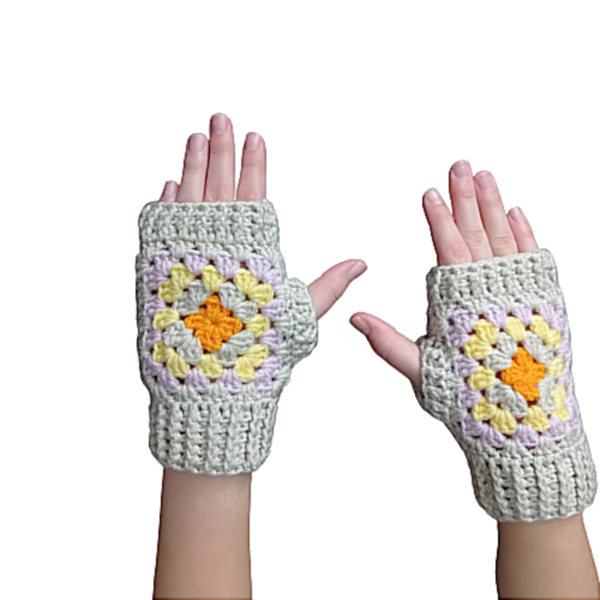 Πλεκτά γάντια fingerless, granny square - ακρυλικό, δώρα για γυναίκες