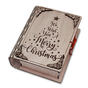 Ξύλινο διακοσμητικό βιβλίο κουτί Σας Ευχόμαστε Καλά Χριστούγεννα - ξύλο, διακοσμητικά