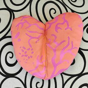 μαξιλάρι διακοσμητικό καρδιά πορτοκαλί με φούξια 23εκ*27εκ*4εκ - καρδιά, μαξιλάρια - 2