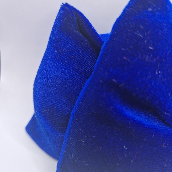 κορδελα ελαστική βελουδινη μπλε με φουσκωτο φιογκο για παιδια απο 0-7ετων - βαμβακερές κορδέλες, αξεσουάρ μαλλιών - 2