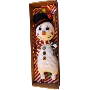 Πλεκτός χειροποίητος χιονάνθρωπος (24cm) - λούτρινα, χριστούγεννα, amigurumi, χιονάνθρωπος
