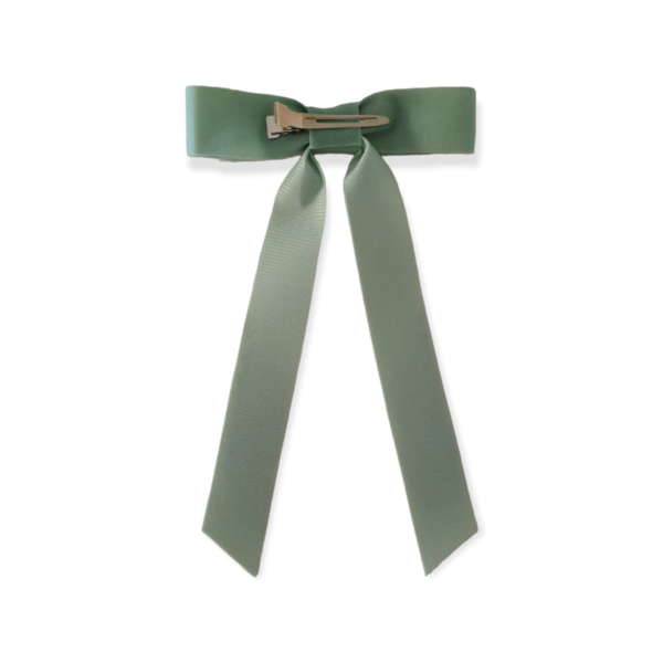 Πράσινο, ανοιχτό, βελούδινος φιόγκος με κλιπ 11×18εκ. - ύφασμα, hair clips - 3