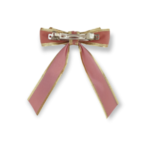 Ροζ βελούδινος φιόγκος με μπαρετα 11×15εκ. - ύφασμα, φιόγκος, βελούδο, hair clips - 3
