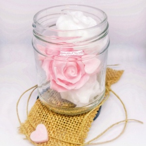 Σαπουνάκια πολυτελείας τριαντάφυλλο (4τμχ) σε βάζο για δώρο (SLS FREE) - γυαλί, σετ δώρου - 2