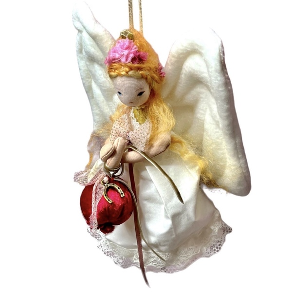Άγγελος γούρι ,πάνινο κουκλάκι,,28cm ύψος - ύφασμα, κορίτσι, διακοσμητικά, αγγελάκι, γούρια - 3
