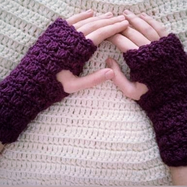 fingerless gloves / Γάντια με ελεύθερα δάχτυλα - crochet, ακρυλικό - 2