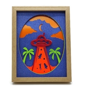 Φωτιζόμενο 3D κάδρο (shadow box) UFO - χαρτί, διακοσμητικά, κορνίζες