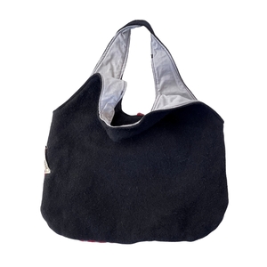 Χειροποίητη υφασμάτινη τσάντα χειρός από μαύρο μάλλινο ύφασμα - μαλλί, ύφασμα, χειροποίητα, χειρός, φθηνές - 3