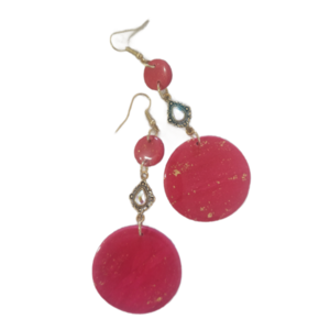 Red Passion earrings - πηλός, μικρά, ατσάλι, κρεμαστά, γάντζος - 3