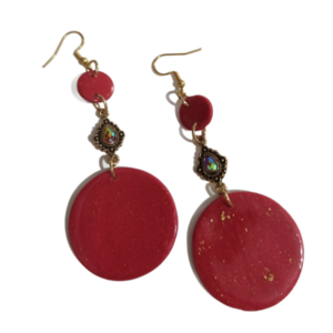 Red Passion earrings - πηλός, μικρά, ατσάλι, κρεμαστά, γάντζος - 4