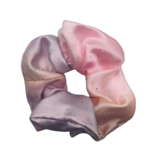 Μωβ ροζ scrunchie με τουλι - ύφασμα, χειροποίητα, λαστιχάκια μαλλιών