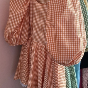 φορεμα orange - βισκόζη, mini, καρό - 5