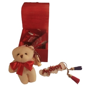 Σετ δώρου για τον Άγιο Βαλεντίνο - ξύλο, βαλεντίνος, σετ δώρου, λούτρινα αρκουδάκια, μπρελοκ κλειδιών - 3