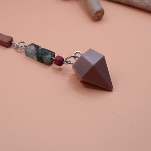 Wooden Collection - Boho κρεμαστό σκουλαρίκι από υγρό γυαλί και ημιπολύτιμες χάντρες 10 εκ. - multicolour - ημιπολύτιμες πέτρες, γυαλί, μακριά, boho, κρεμαστά - 3