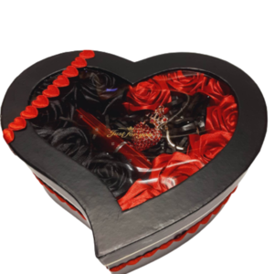 Κουτί καρδιά με χειροποίητα τριαντάφυλλα, μπρελόκ και μπουκαλάκι σπρέι αρώματος - ύφασμα, δώρα επετείου, αγ. βαλεντίνου, σετ δώρου - 2