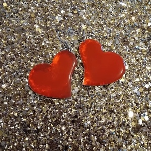 Red heart - αλπακάς, καρδιά, boho, κρεμαστά, αγ. βαλεντίνου - 2