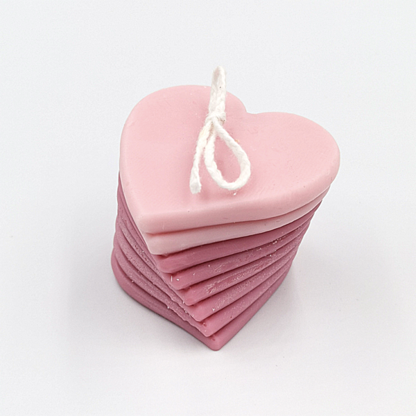 Χειροποίητο κερί σόγιας σε σχήμα καρδιάς σε ροζ αποχρώσεις και σε άρωμα της επιλογής σας. 80γρ. - κερί, αρωματικά κεριά