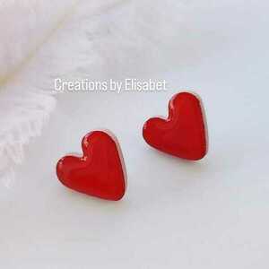 Σκουλαρίκια κόκκινες καρδιές - ξύλο, καρδιά, αγ. βαλεντίνου, δώρα για γυναίκες - 3