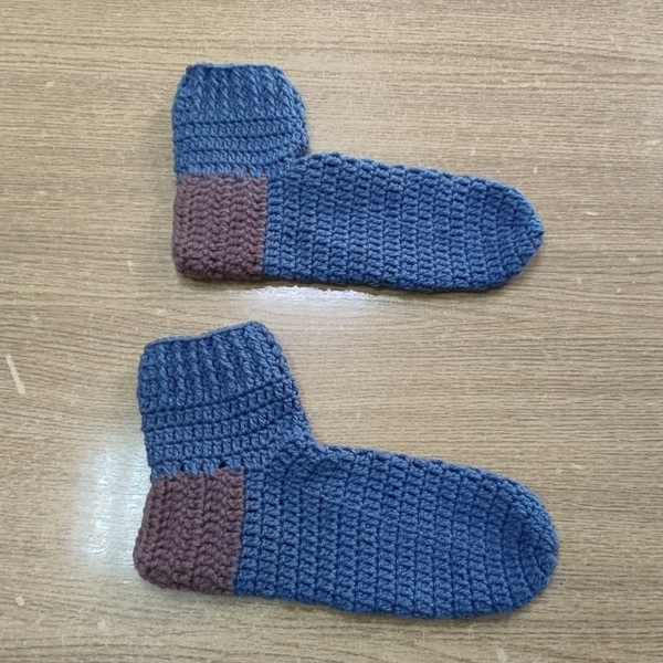 Πλεκτές Αντρικές Κάλτσες Τερλικια Διχρωμα Μπλε - μαλλί - 2