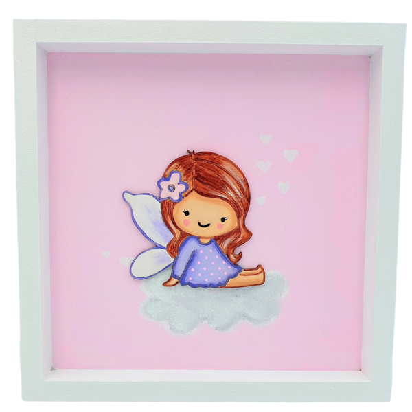 παιδικό χειροποίητο Ξύλινο καδράκι με θέμα Νερά'ι'δα 30x30 cm - πίνακες & κάδρα, κορίτσι, δώρα για βάπτιση, πριγκίπισσα, παιδικά κάδρα